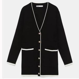 Zara Faux Pearl Button Long Cardigan NWT size small